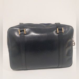 Vintage Christian Dior Navy Suede and Leather Shoulder Bag